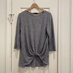Gibson Heather Gray Twist Front Sweater
